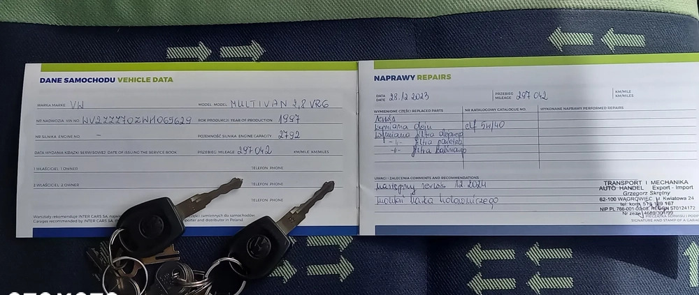 Volkswagen Multivan cena 37900 przebieg: 299888, rok produkcji 1997 z Wągrowiec małe 781